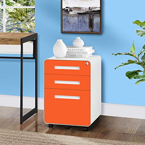 INTERGREAT 3 Drawer Filing with Wheels, Mobile Locking File