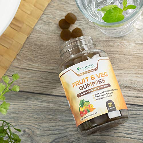 Fruit and Vegetable Gummies for Adults Highest Potency Daily Multivitamin - Premium Fruits & Veggies Blend, Made in USA, Best Vegan Men & Women Pectin Gummy, Gluten Free - 60 Gummies - Thumbnail 3