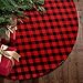 yuboo Buffalo Plaid Christmas Tree Skirt, Red and Black Checkered and Burlap Reversible Tree Mat for Farmhouse Rustic Christmas Decorations&Ornaments