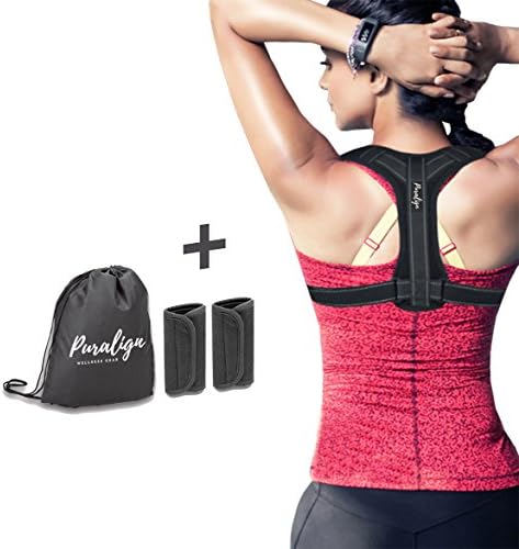 Posture Corrector for Women & Men by Puralign | Adjustable Effective Back Posture Brace | Reflective & Discreet Under Clothes | Comfortable Ergonomic | Relieve & Prevent Upper Back and Neck Pain