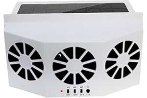 YOMTOVM Solar Power Exhaust Fan, Vehicle Air Purifier Cooling Amplifier Window Fans Ventilator Radiator White