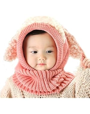 Baby Kids Hat Earflap Winter Thick Warm Woolen 3 In 1 Scarf Caps(Suitable 6-36months Kids)