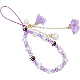 Fuqimanman2020 1-2 pieces of crystal flower mobile phone strap with female decorative pendant, cute car keychain