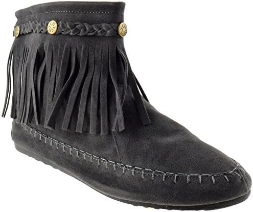 TG 02 Fringe Lace Up Moccasin Ankle Boots Tan