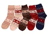 Nine States Womens Knit Warm Wool Crew Socks 5 Pairs