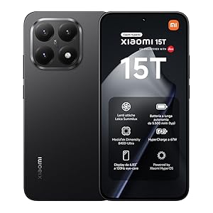 XIAOMI 15T Pro, Smartphone 12+256GB, Display Eye-care da 6,83″ 144Hz, MediaTek Dimensity 9400+, Teleobiettivo Leica 5x Pro da 50MP, 5500mAh, Garanzia 2 Anni, Nero, Caricabatterie non incluso