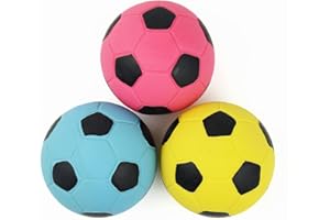Pawdoer Squeaky Dog Ball, Soft Latex Rubber Squeaky Dog Toys for Small Dogs Puppies, Cute Bounce Squeak Toys Play Fetch Soccer Ball