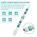 Pacifier Clips, Komake 2 in 1 Teether Pacifier Clip Chewable Silicone Teething Beads BPA Free Binky Holder for Girls, Boys, Teether Toys, Soothie, Mam, Drool Bibs, 2 Pack (Green, Gray)