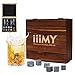 iiiMY Whiskey Stones and Glasses Gift Set, Whiskey Rocks Chilling Stones in Premium Handmade Wooden Box Cool Drinks without Dilution Whiskey Glasses Set of 2, Gift for Dad, Husband, Men
