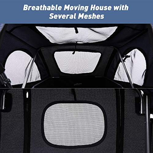 LAZY BUDDY 36" Foldable Dog Stroller, Upgrade Spacious Pet Carriage for