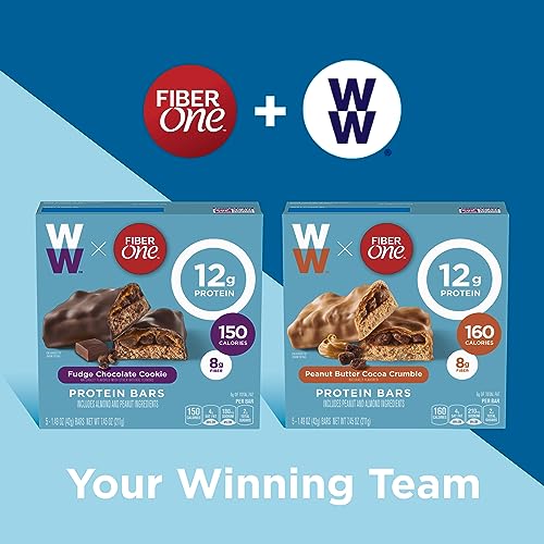 FIBER ONE WEIGHT WATCHERS CHEWY PROTEIN BARS, PEANUT BUTTER COCOA CRUMBLE, 5 CT