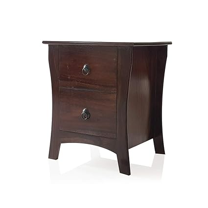 DecorNation Sheesham Engineered Wood End Table Night Stand Side Table with 2 Drawers for Bedroom Living Room - Brown