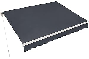 MCombo 9.9x7.8 Feet Manual Retractable Patio Door Window Awning Sunshade Shelter Outdoor Canopy, 0810 (Grey, 9.9'(L) x 7.8'(W))