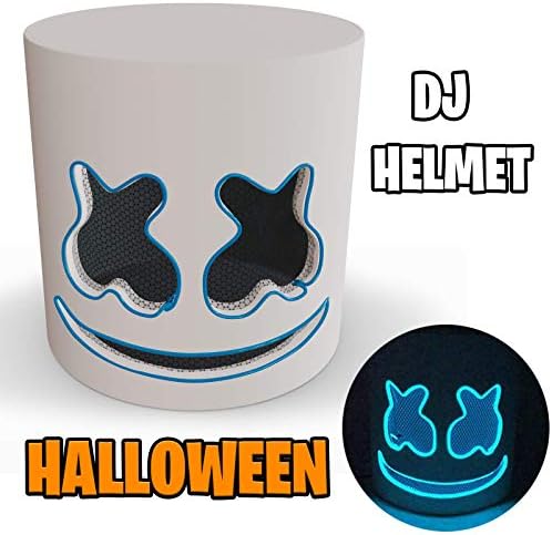 DJ LED Helmet - Halloween Light up Full Head Mask for Kids and Adults - Music Festival Party Merch Headgear Cosplay Costume