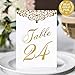Aytai Gold Wedding Table Numbers 1-25 & Head Table Card, 4x6 Double Sided Gold Foil Calligraphy Design Table Numbers for Wedding Reception Wedding Table Decorations