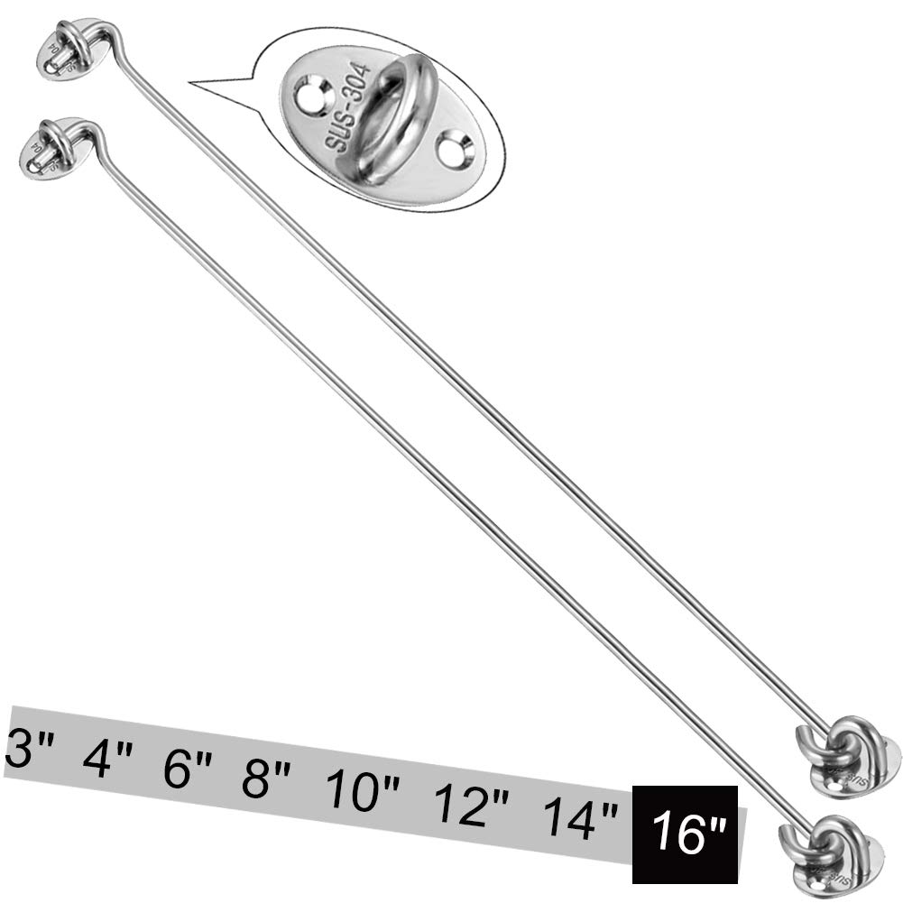 Cabin Hook【2PCS】SUS 304 Stainless Steel Eye Shed Gate Door Latch Silent Holder Window Brace,Φ 6mm/0.23inch