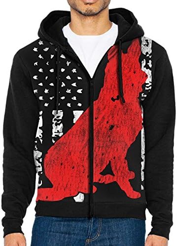 German Shepherd Flag Men's Full-Zip Hooded Sweatshirt Pullover Hooded Shirts Pocket L