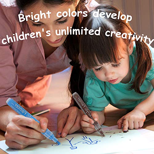 Acrylic Paint Pens, Fabric Paint Markers Kids Art Craft Supplies Rock Painting Kit for Glass Rock Ceramic Metallic Wood Leather Chalkboard Permanent Marker Painting Supplies Water Based 14 Colors Set - Thumbnail 5