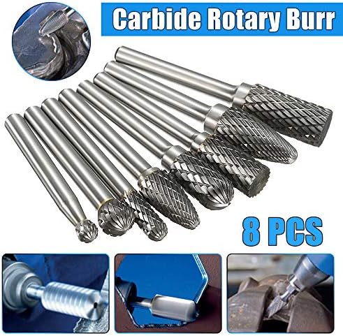 Xindda 8X 1/4" Double Cut Carbide Rotary BurrShank File Power Tools Double Cut Set, Ship from USA - You Can Get The Item Within 7 Days.