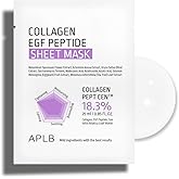 APLB Collagen EGF Peptide Sheet Mask 10pcs | COLLAGEN PEPT CEN™ 18.3% 0.85 FL.OZ/Korean Skincare, Elasticity care, Long lasting moisturizing, Revitalize for gentle and improve skin texture