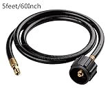 SHINESTAR RV Propane Pigtail Hose Connector with Type 1 Connection x 1/4 Inch Inverted Male Flare- 5 feet