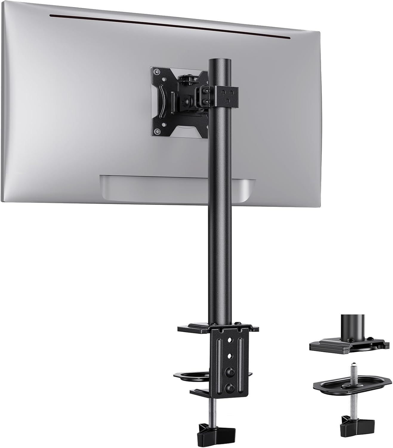 Photo 1 of Ergear Monitor Mount for Most 13-32" Computer Screens up to 17.6lbs, Improved LCD LED Monitor Riser, Adjustable Height and Angle, Single Gaming Desk Mount Stand, Black, EGCM12