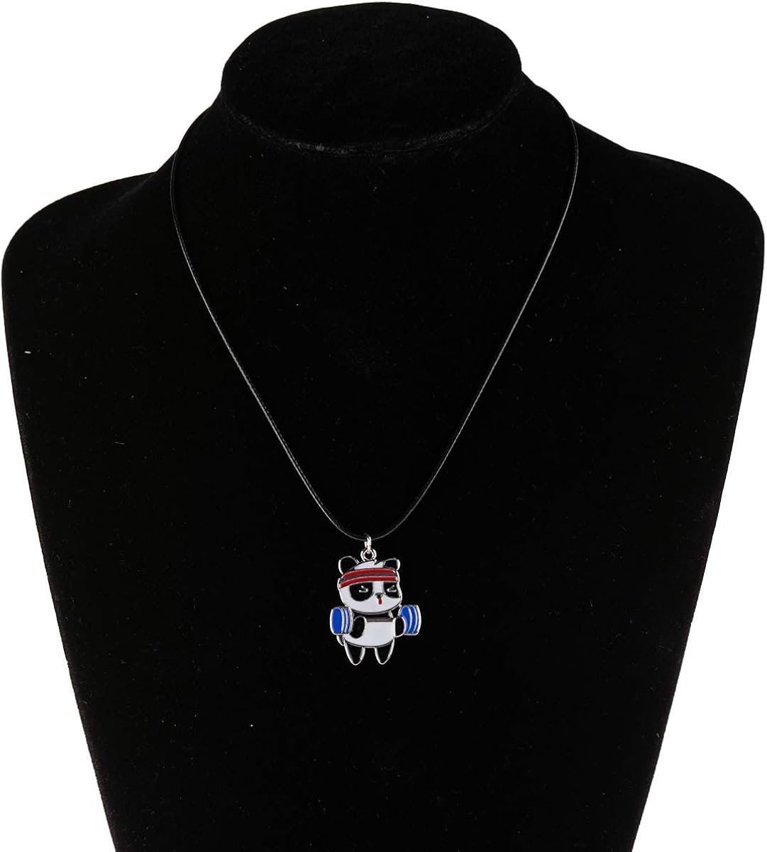 Winssigma Sports Panda Necklace with Black Cord Panda Jewelry Gift for Teen Girls and Boys: Clothing