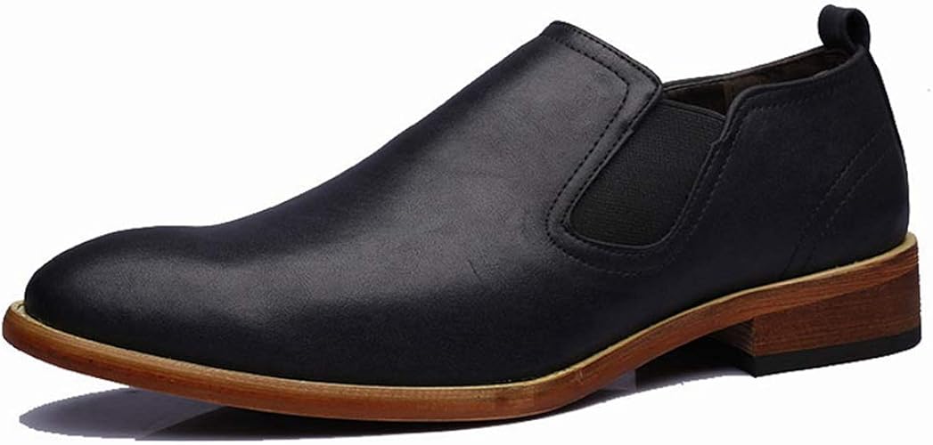 Amazon ジョイジョイ ビジネスシューズ スリッポン メンズ 秋冬 サイドゴア ロングノーズ ローカット 靴 ウォーキング ローファーシューズ 革靴 防水 防滑 インヒール シークレットシューズ ドライビング カジュアル 通勤 ブラック レースアップシューズ