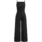 CIDER Jumpsuits for Womens Cotton-blend Square Neck Solid Shirred Jumpsuit Womens Overalls