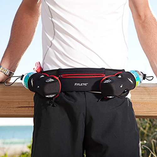 Fitletic Quench Retractable Hydration Belt (Small/Medium, Black/Pink)