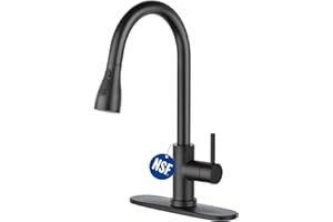 CREA Black Kitchen Faucet,Pull Down Kitchen Faucets with Sprayer 3 Modes Single Hole,360°Swivel High Arc,Commercial RV Laundry Bar Uitility Sink,Stainless Steel