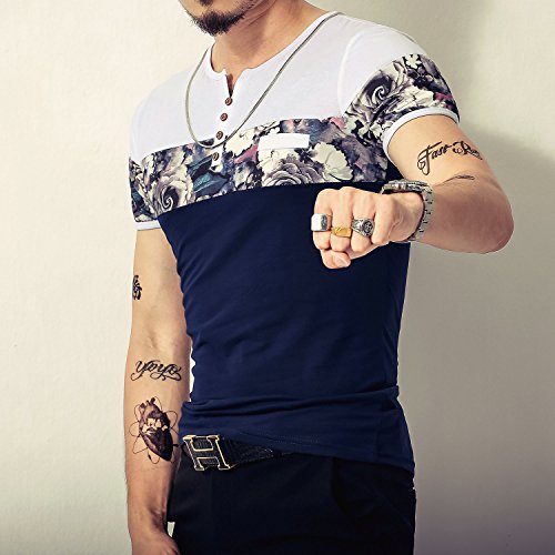 2 LOGEEYAR+Fashion+Printing+T+Shirts+527+Navy