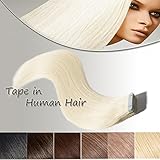 Tape In Hair Extensions Human Hair Platinum Blonde 22 inch 20pcs 50g Long Straight Remy Hair Double Sided Tape on(22'' #60)+10pcs Free Tapes