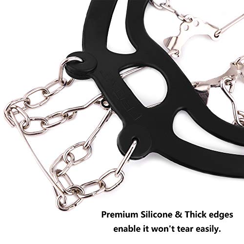 Hapire Black Traction Cleats Crampons Unisex Men Women Ice Grippers Anti-Slip Stainless Steel Snow Spikes for Shoes Boots Spikes Winter Walking Hiking Climbing Spikes - Thumbnail 3
