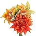 Miracliy 1 Bunch Artificial Flowers Orange Fake Silk Flower Bouquet Arrangements for Bridal Home Hotel Office Party Wedding Decor