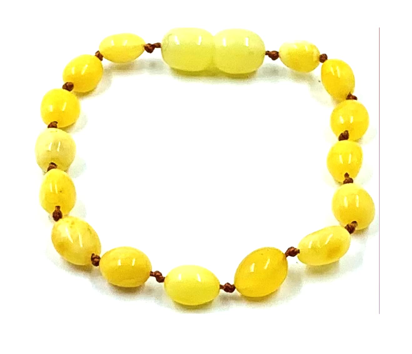 Natural Baltic Amber Bracelet/Anklet- Handmade Genuine Amber Beads - Knotted Between Beads 14cm
