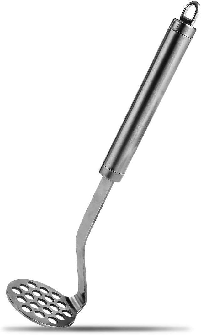 Potato Masher,Plainmarsh Honeycomb Press Head,Cooking and Kitchen Gadget,Garlic Press, Heavy Duty Stainless Steel Curving and Thicken Plate (Stainless Steel)