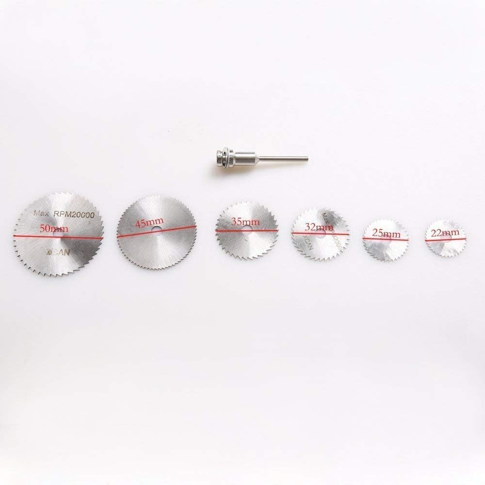 Nascco 6pc 1/8" Shank High Speed Steel Mini Saw Blades with Mandrels for Dremel Fordom Rotary Tool