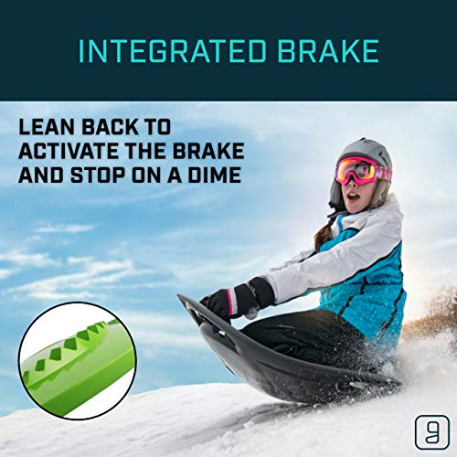 Gizmo Riders Supernova - New Age Disc Sled with Integrated Lean Back Brake with Raised Safety Handles for Maximum Steering Control, Holds 200lbs, Ages 3 and Up (Mystic Green, 24 Inch)