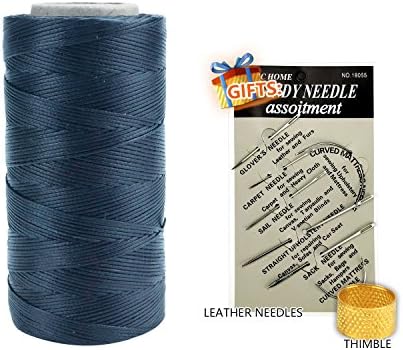 284yrd Leather Sewing Waxed Thread Cord 150D 1mm Leather Hand Stitching(Black)