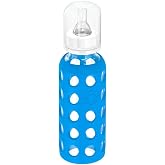 Lifefactory 9oz Glass Baby Bottle with Stage 2 Nipple, Cobalt Blue