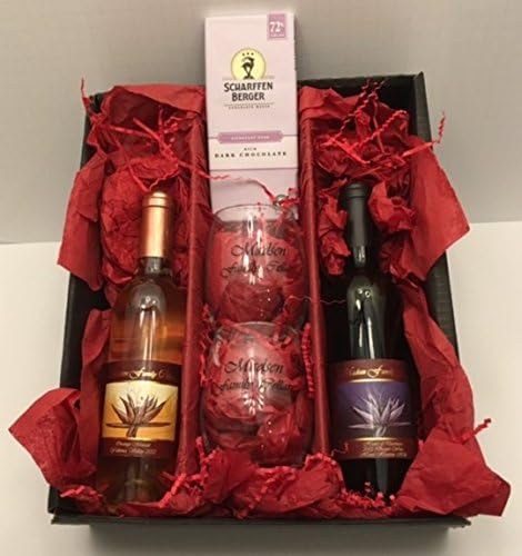 Madsen Family Cellars Dessert Style with Scharffen Berger Chocolate &amp; 2 Wine Glasses Gift Set 2 x 375 mL ...