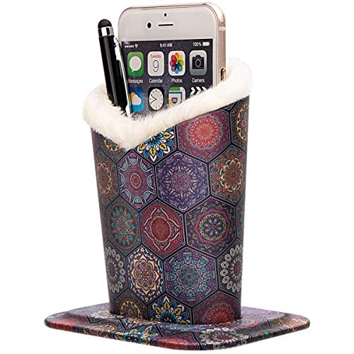 PG6 Plush Lined Eyeglasses Holder Stand Case Protective Glasses Case for Desks, Mandala 2