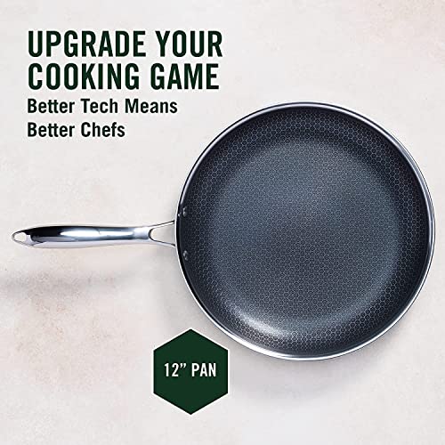 HexClad Hybrid Nonstick Frying Pan, 12Inch, StayCool Handle