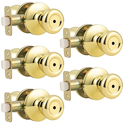 GOBEKOR Door Knobs Bedroom Brass Interior Round