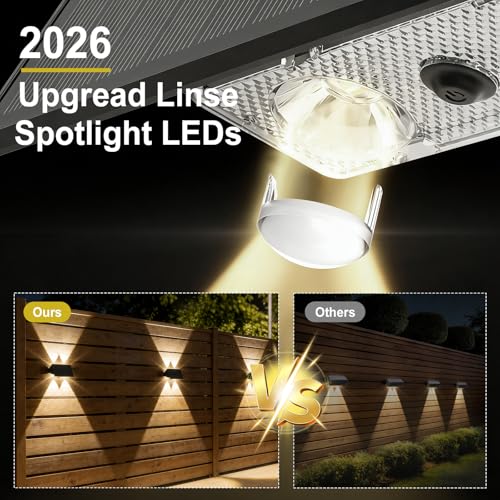 Bigzom Solar Outdoor Up and Down, Solar Lamps for Outdoor Wall 4 LEDs, Warm/Neutral/Cold Light, IP65 Waterproof Solar Lamp for Garden Balcony Terrace Stairs – Pack of 2