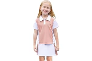 CM C&M WODRO Girls Tennis Dress Golf Outfit Short Sleeve Polo Shirt and Skorts Sets Kids Athletic Top Sport Skirt with Shorts
