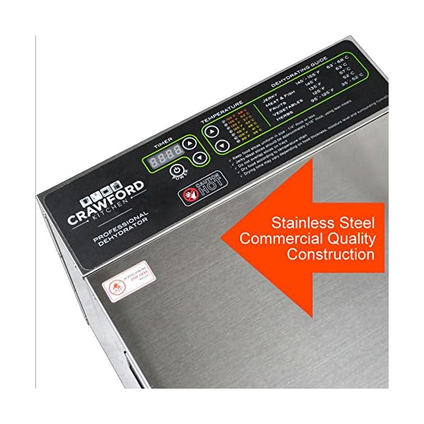 Crawford-Kitchen-Commercial-Food-Dehydrator-Stainless-Steel-Easy-To-Clean-Body-Pro-Quality-Dehydrated-Raw-Food-Jerky-Maker-1000W-Ultra-High-Effieciency-Design