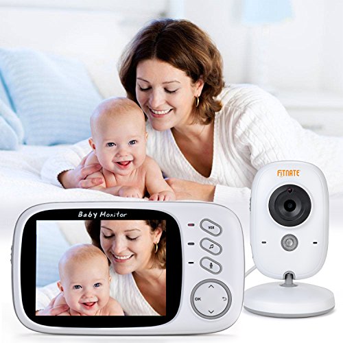 FITNATE Video Baby Monitor with 3.4inch LCD Display Wireless Digital Camera Night Vision Temperature Monitoring 2 Way Talkback System, Built-in 8 Remote Lullabies Long Range and High Capacity Battery
