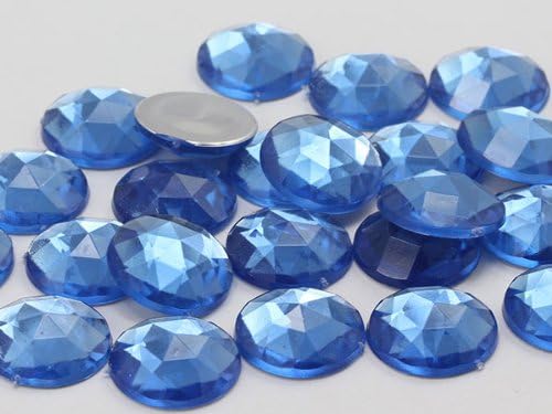 AllstarcoAllstarco 15mm Flat Back Round Acrylic Rhinestones Plastic Gems for Jewelry Making Costume Jewels Cosplay Embelishments - 40 Pieces (Blue Sapphire Lt .LS)